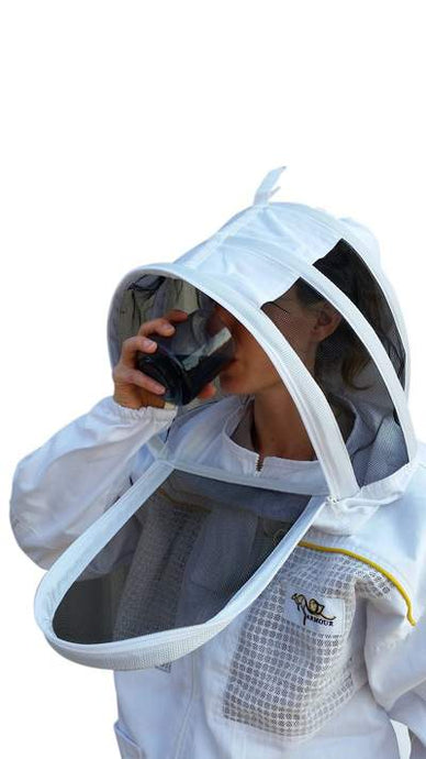 Oz Armour Poly Cotton Semi Ventilated Beekeeping Jacket With Fencing Veil UK OZ ARMOUR