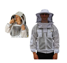 Load image into Gallery viewer, Oz Armour 3 Layer Mesh Ventilated Beekeeping Jacket With Fencing Veil + Free Round Brim Hat Extra UK OZ ARMOUR
