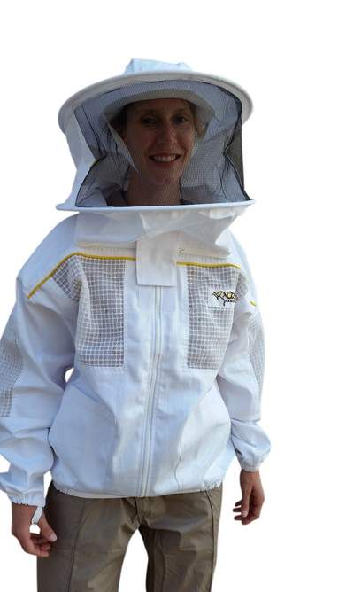 Oz Armour Poly Cotton Semi Ventilated Beekeeping Jacket With Round Hat Veil UK OZ ARMOUR